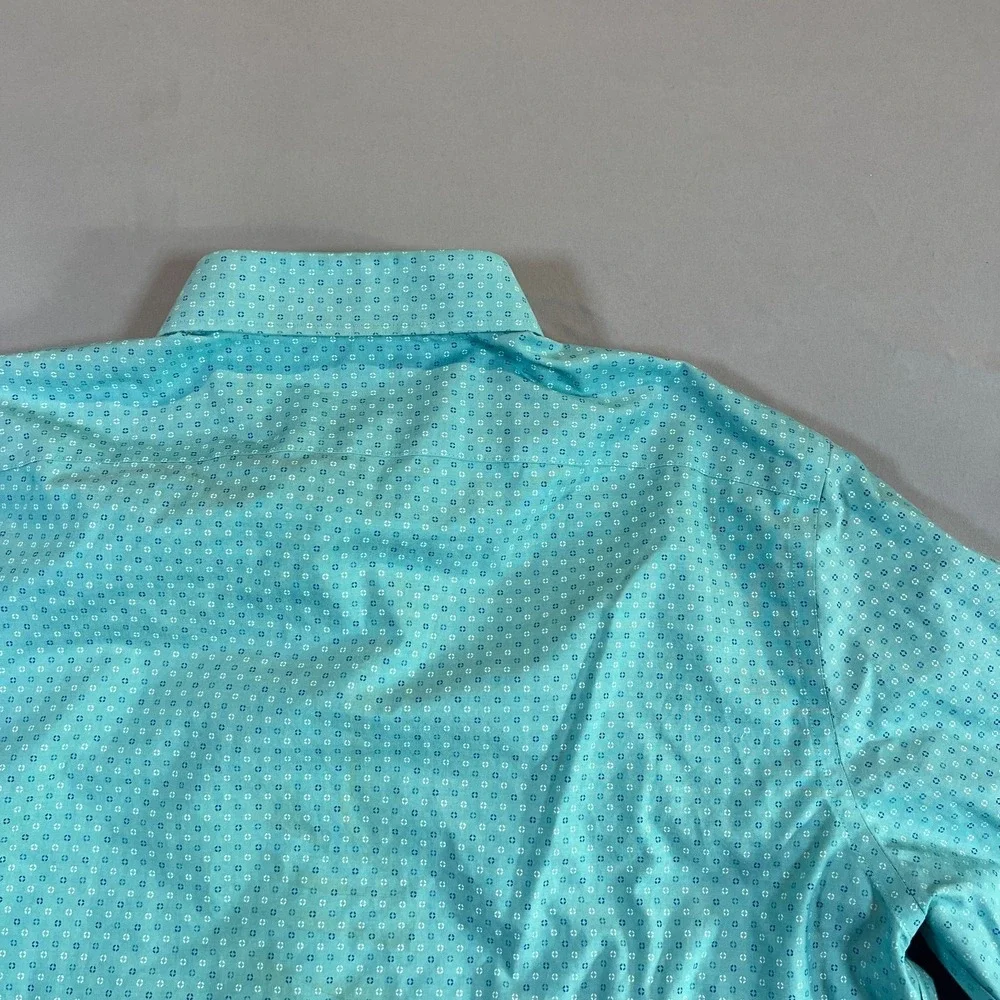 Banana Republic Dress Shirt Mens L 16-16.5 Aqua Cotton Button Up Spread Collar